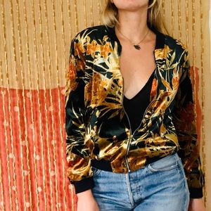 Zara Hawaii Nights Printed Velvet Bomber